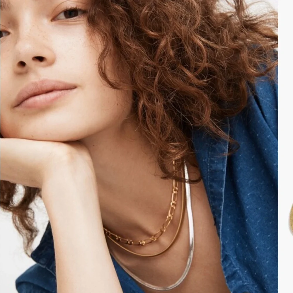 Madewell gold plated brass Herringbone necklace NEW - Picture 2 of 8